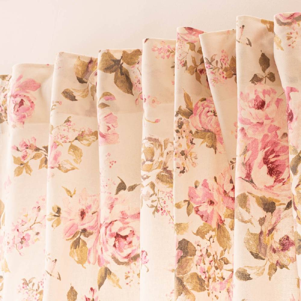 Schöner Leben Vorhang mit Smok-Schlaufenband Classic Painted Rose Rosen ecru rosa in 245cm oder Wunschlänge von SCHÖNER LEBEN Letzter Tag