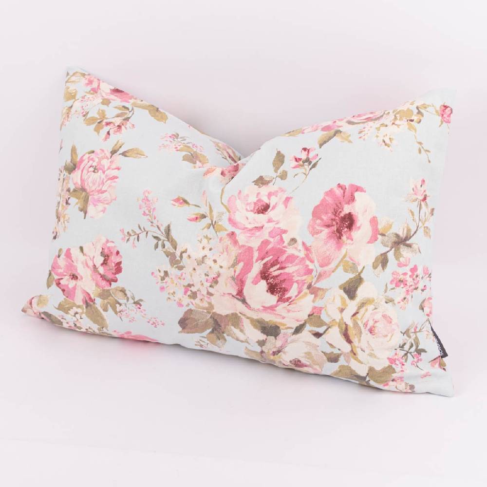 Schöner Leben Kissenhülle Classic Painted Rose Rosenblüten hellblau rosa in versch. Größen oder Wunschmaß von SCHÖNER LEBEN Bis zu 50% Rabatt