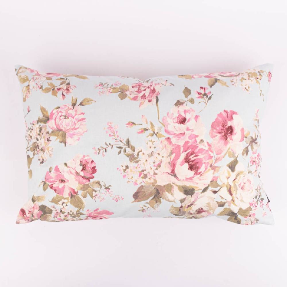 Schöner Leben Kissenhülle Classic Painted Rose Rosenblüten hellblau rosa in versch. Größen oder Wunschmaß von SCHÖNER LEBEN Bis zu 50% Rabatt