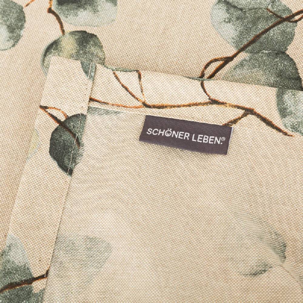Schöner Leben Tischdecke abwaschbar Eucalyptus Leaves Leinenoptik natur grün div. Größen oder Wunschmaß von SCHÖNER LEBEN Riesige Rabatte