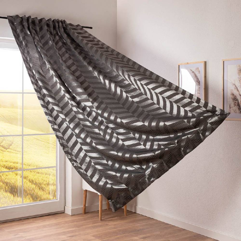 Schöner Leben Vorhang Willow Doubleface Doppelgewebe Chevron Streifen anthrazit in 245cm hoch mit div. Breiten oder Wunschmaß von SCHÖNER LEBEN Black Friday Preise