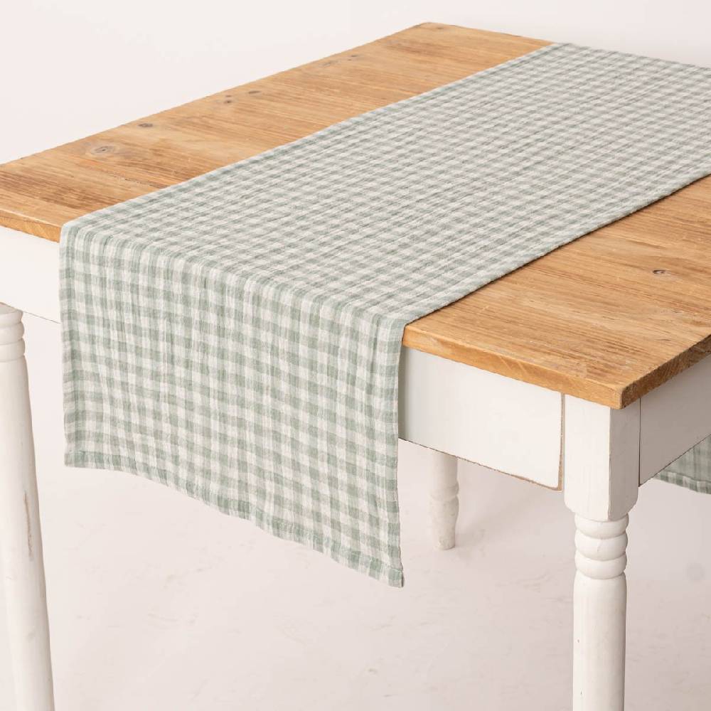 Schöner Leben Tischläufer Musselin Vichy Karo mintgrün weiß 40x160cm von SCHÖNER LEBEN