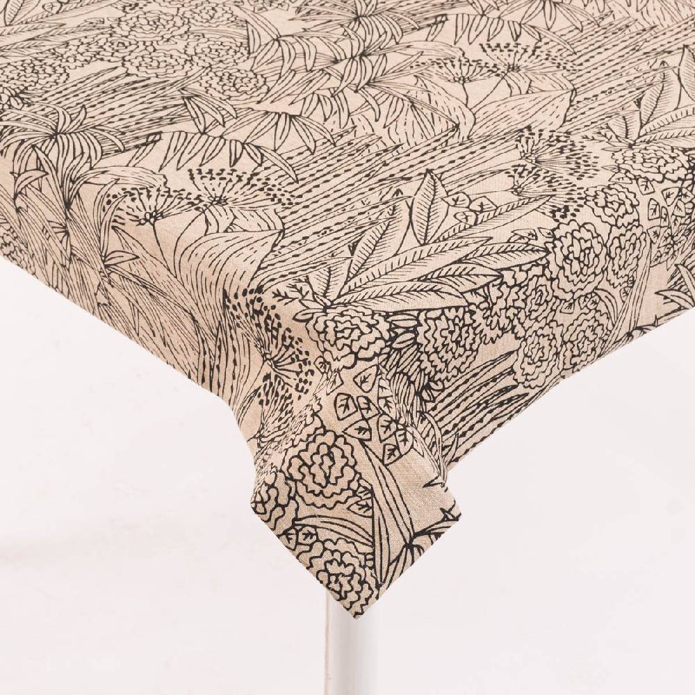 Schöner Leben Tischdecke Orphee Botanics Leinenlook natur schwarz in versch. Größen von SCHÖNER LEBEN