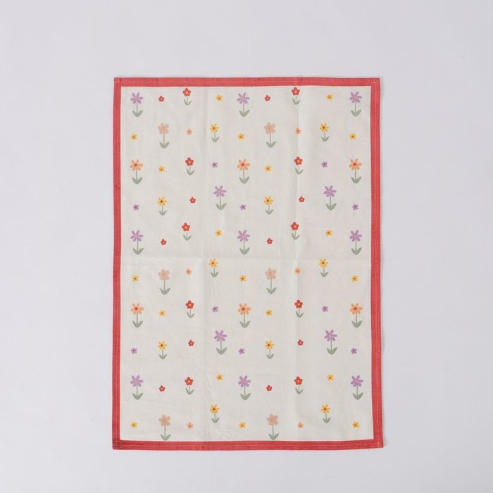 Schöner Leben Geschirrtuch 2er Set mit Blumen aus Baumwolle weiß rot bunt 50x70cm Große Rabatte
