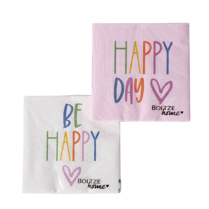 Schöner Leben Servietten Happy 20 Stück weiß-bunt oder rosa-bunt 33x33cm Saisonale Angebote