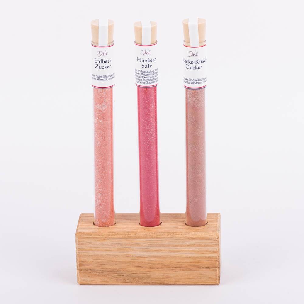Schöner Leben 3er Gewürzständer für Reagenzgläser Eiche massiv 10x4x4cm von DeWi Räumungsverkauf