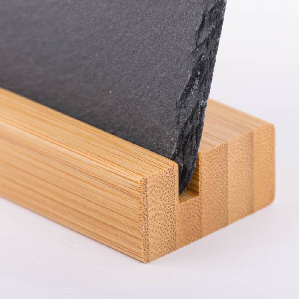 Schöner Leben Kleine Schiefertafel auf Sockel aus Bambus schwarz natur 15x9,5cm VIP-Rabatte