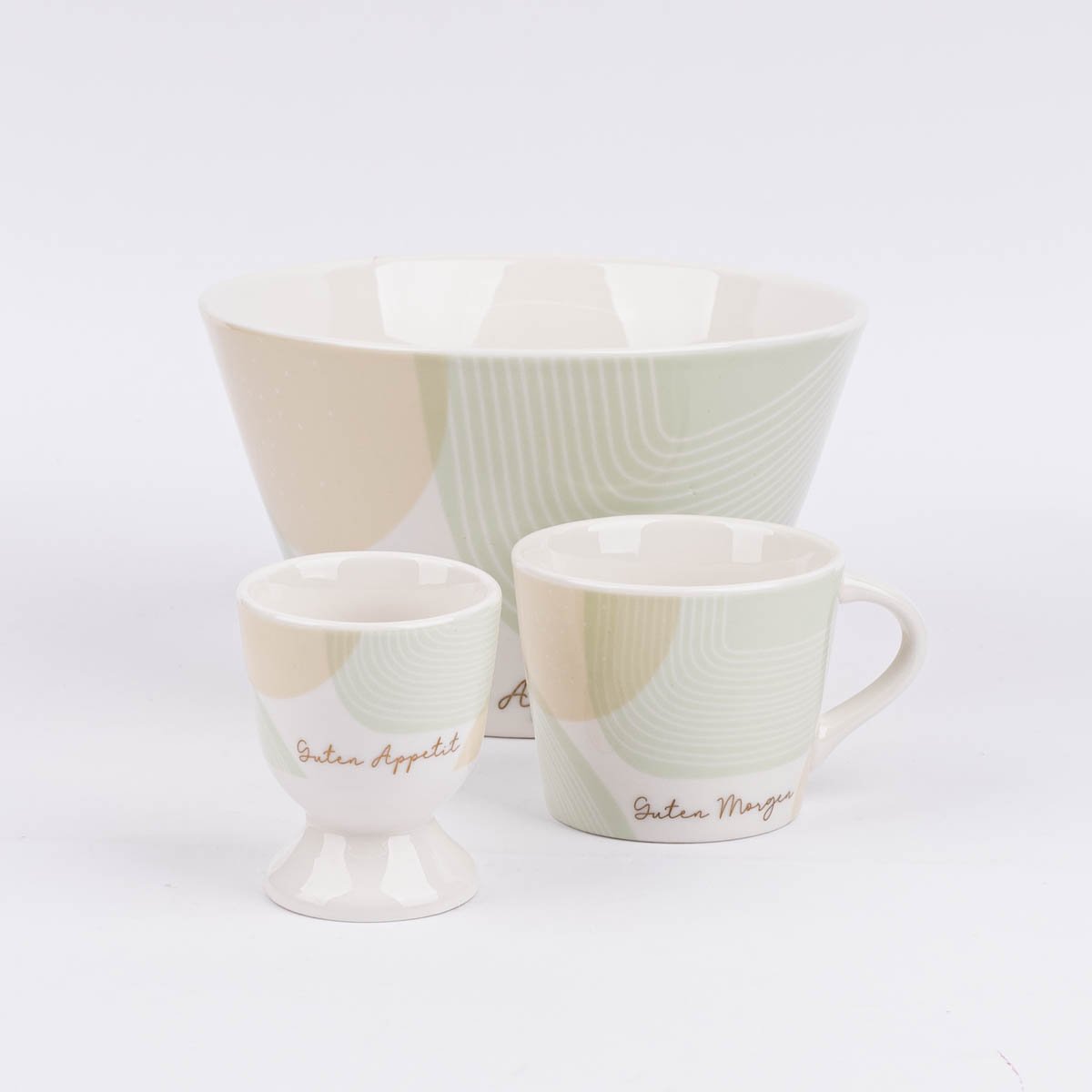 Schöner Leben Espresso Tasse aus Porzellan Guten Morgen grafisch pastell weiß mint beige gold 50ml von der Schreibkram Manufaktur Clearance-Verkauf