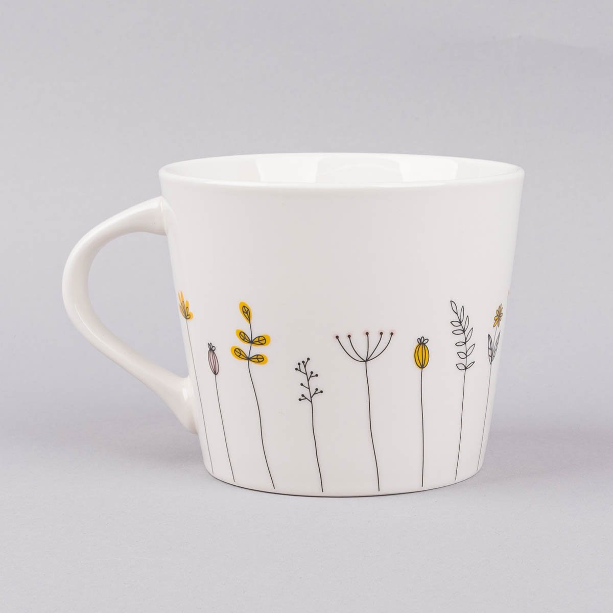 Schöner Leben Tasse Goldtasse aus Porzellan Lieblingsmensch Blumen weiß schwarz bunt gold 420ml von Schreibkram Manufaktur Fabrikladen