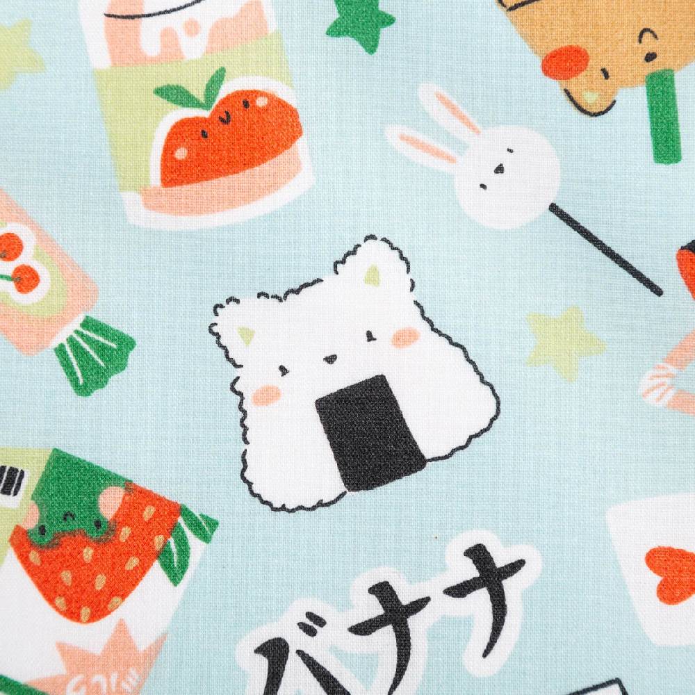 Schöner Leben Tischdeckenstoff abwaschbar Baumwollstoff beschichtet MOUMO Japanisch Sushi Bubble Tea mint grün 1,45m Breite Begrenzt auf 3 Tage