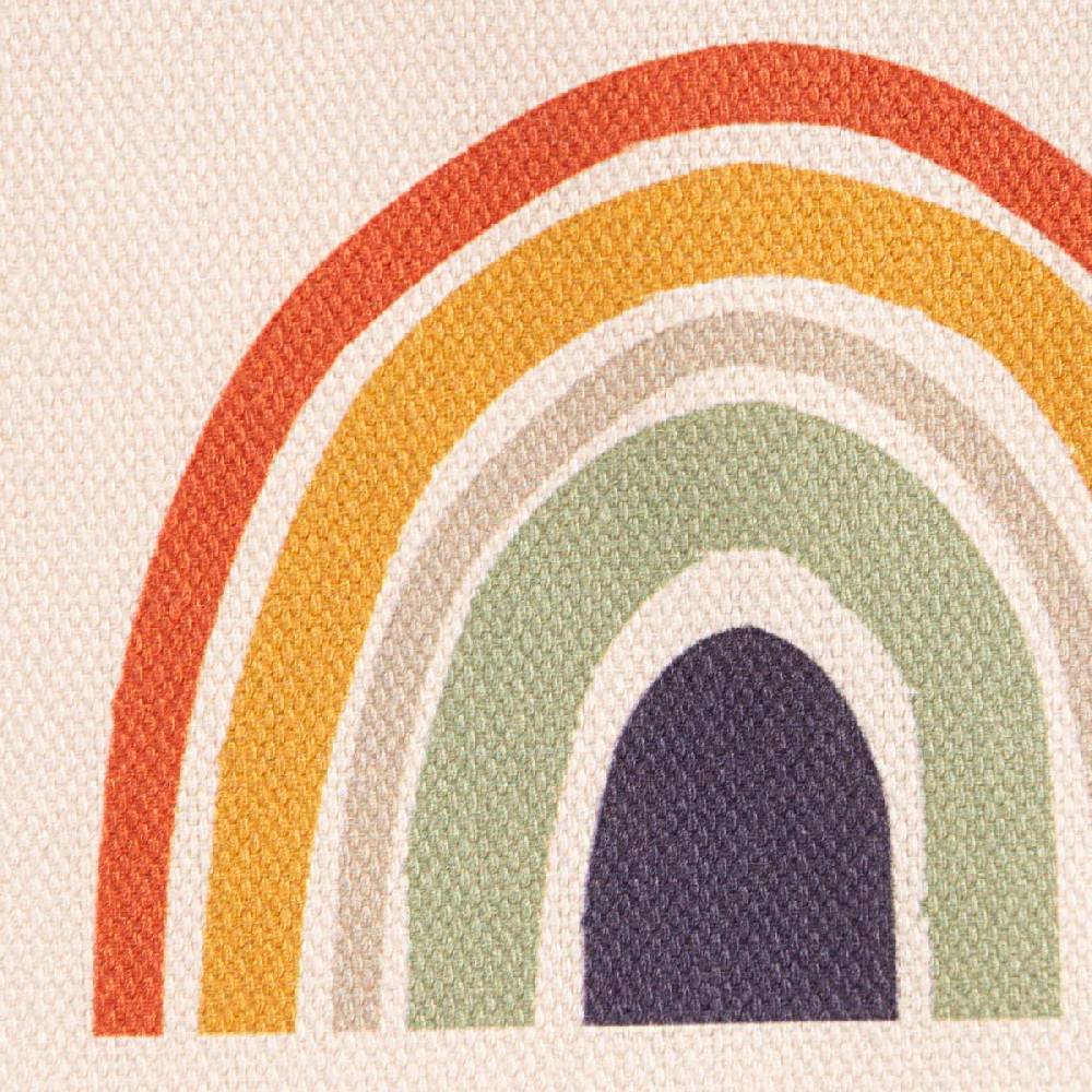 Schöner Leben Baumwollstoff Dekostoff Halbpanama Digitaldruck Regenbogen und Sonnen beige bunt 1,40m Breite zollfrei