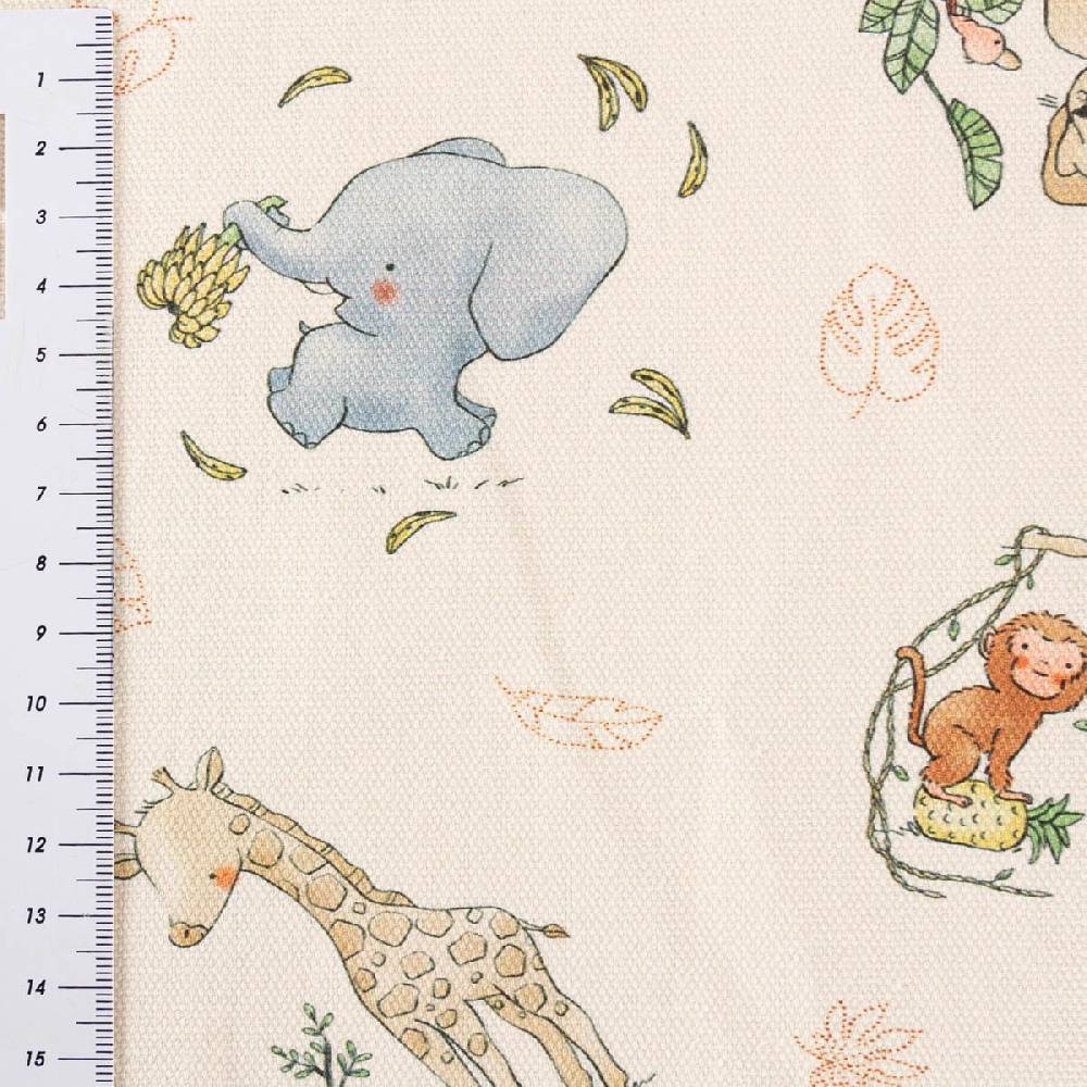 Schöner Leben Baumwollstoff Dekostoff Halbpanama Digitaldruck Dschungeltiere beige bunt 1,40m Breite 50% Rabatt für begrenzte Zeit