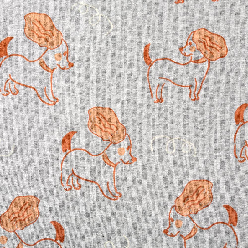 Schöner Leben Sweatstoff Meterware Melange kuschelweich Hunde hellgrau braun 1,4m Breite Rabatte dieses Monats