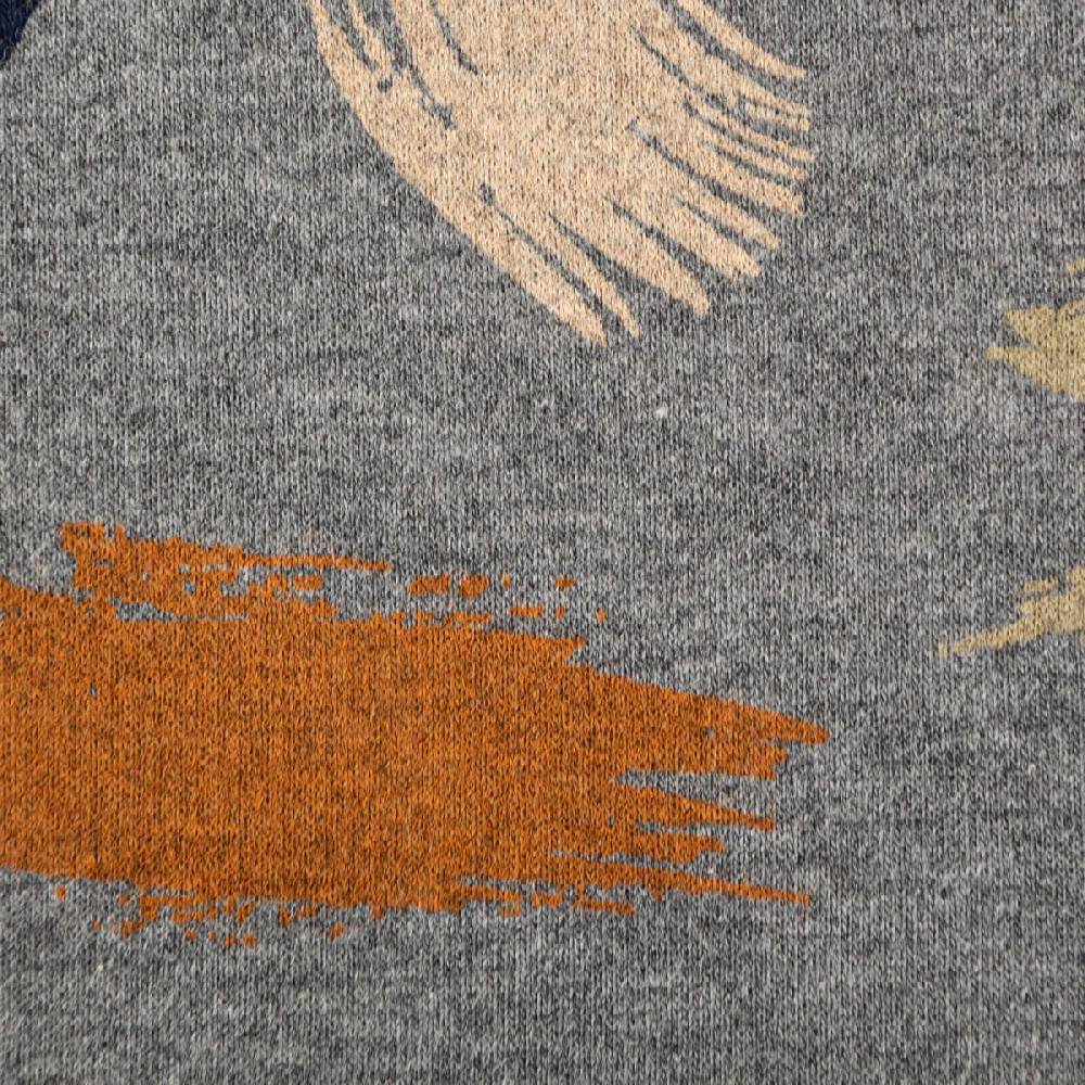 Schöner Leben Sweatstoff Meterware Soft Sweat Melange Pinselstriche grau beige blau grün orange 1,48m Breite Outlet
