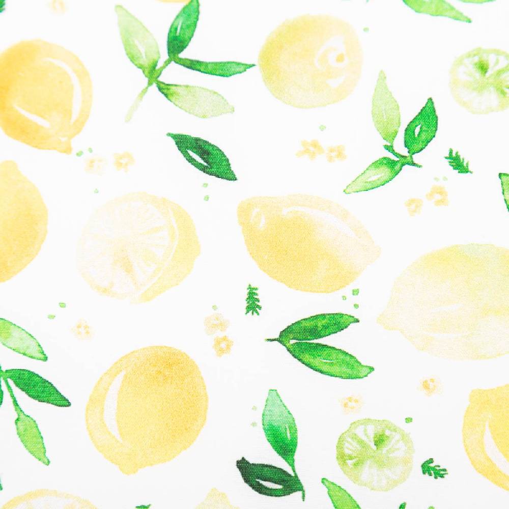 Schöner Leben Baumwollstoff Popeline Fine Poplin Digitaldruck LEMON Mini Zitronen weiß gelb 1,45m Breite Verkauf