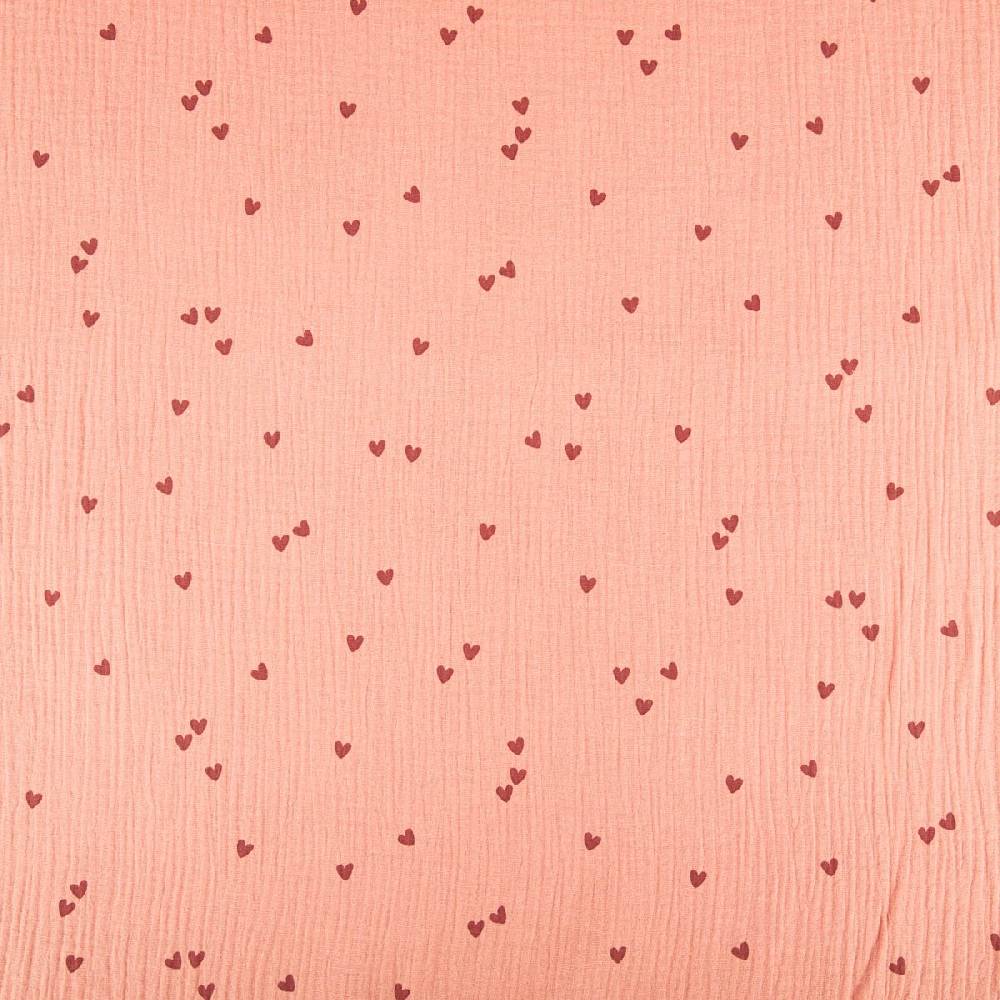 Schöner Leben Musselin Stoff SMALL HEARTS Herzchen blush rosa 1,35m Breite Hotsell