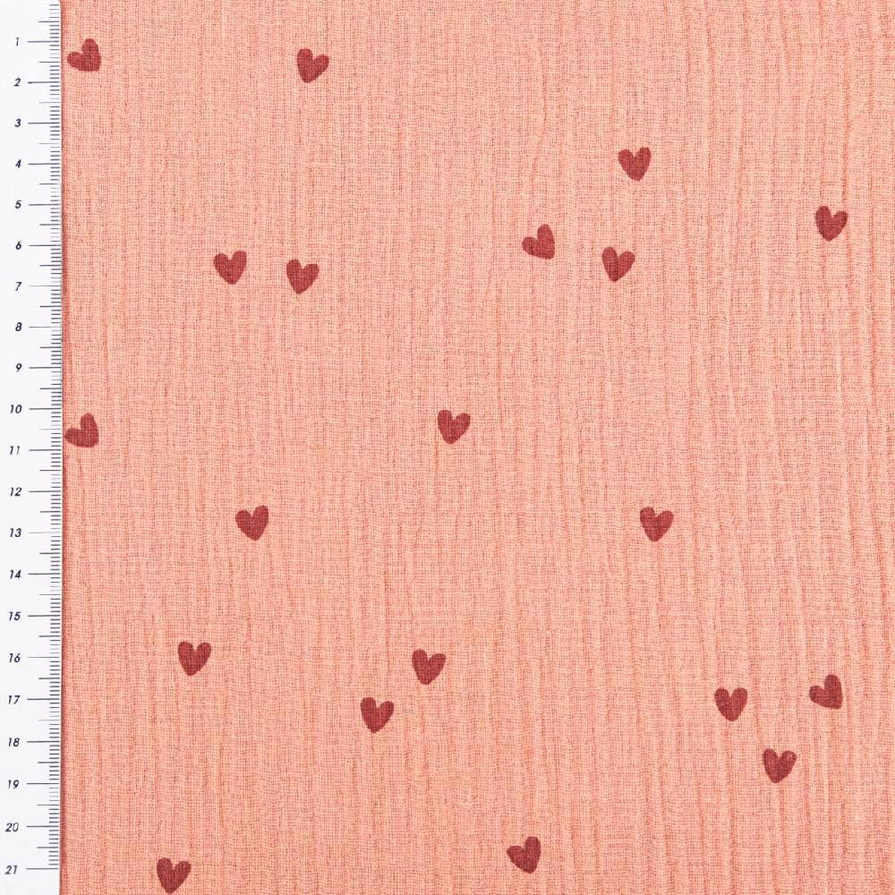 Schöner Leben Musselin Stoff SMALL HEARTS Herzchen blush rosa 1,35m Breite Hotsell