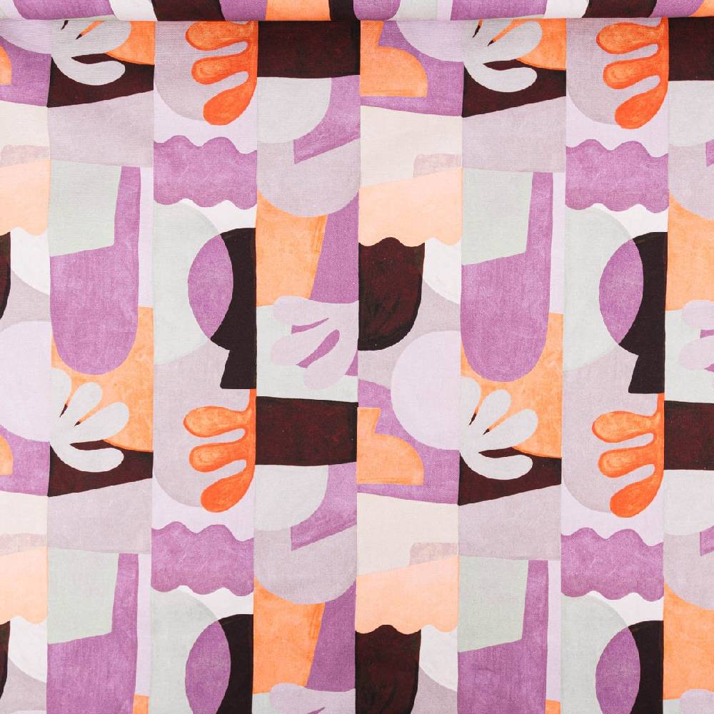 Schöner Leben Canvas Stoff Nerida Hansen Abstract Lilac lila orange 1,40m Breite Blitzverkäufe