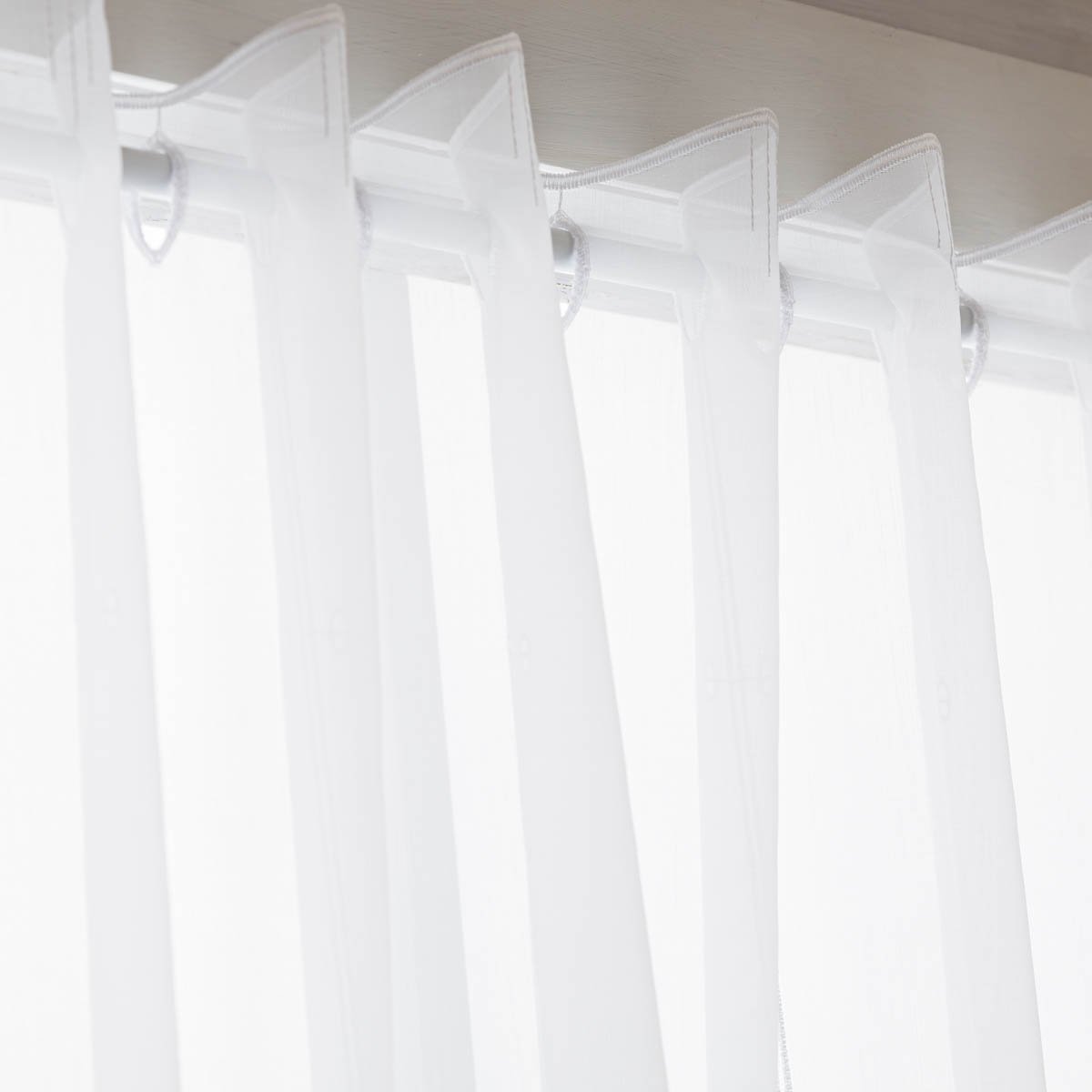 Schöner Leben Raffrollo Meterware Clip Panneaux nähfrei Stickerei Voile Blätter weiß grün 170cm Höhe Rabatt
