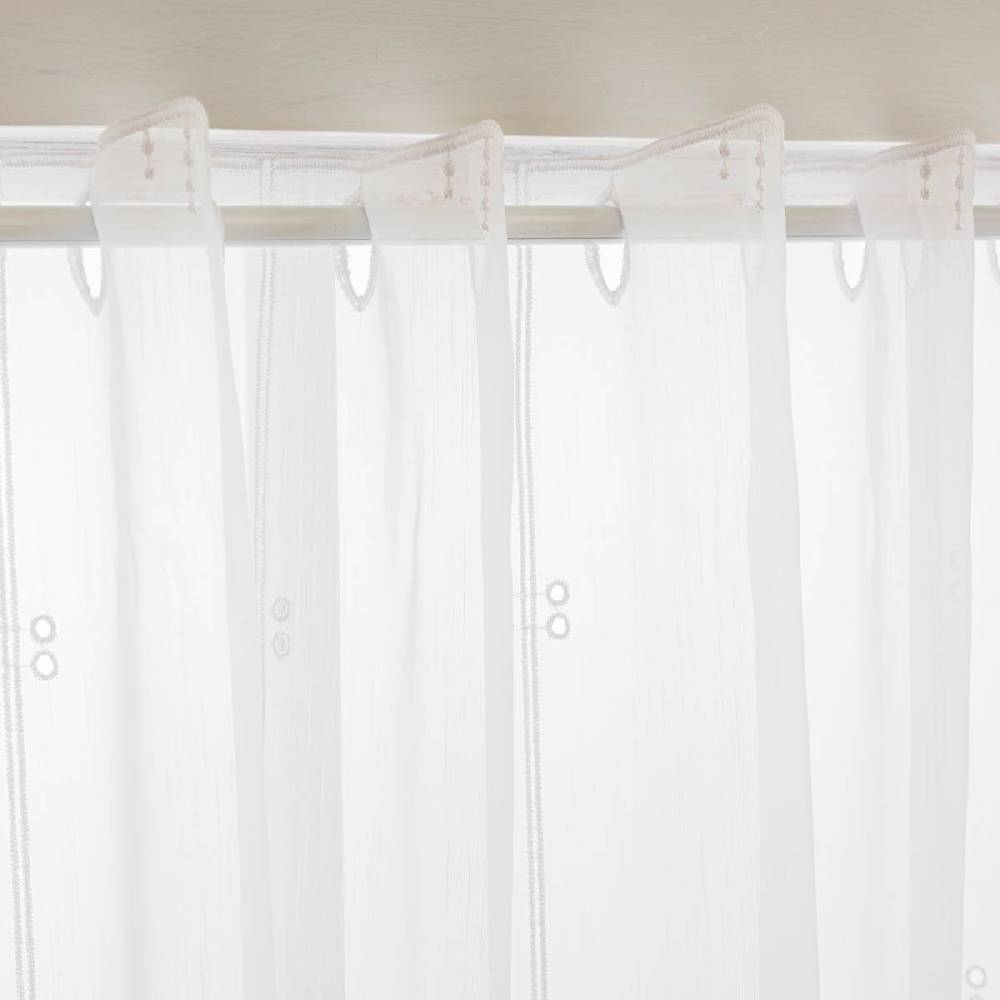 Schöner Leben Raffrollo Meterware Clip Panneaux nähfrei Stickerei Voile Pünktchen weiß 170cm Höhe Osterangebot