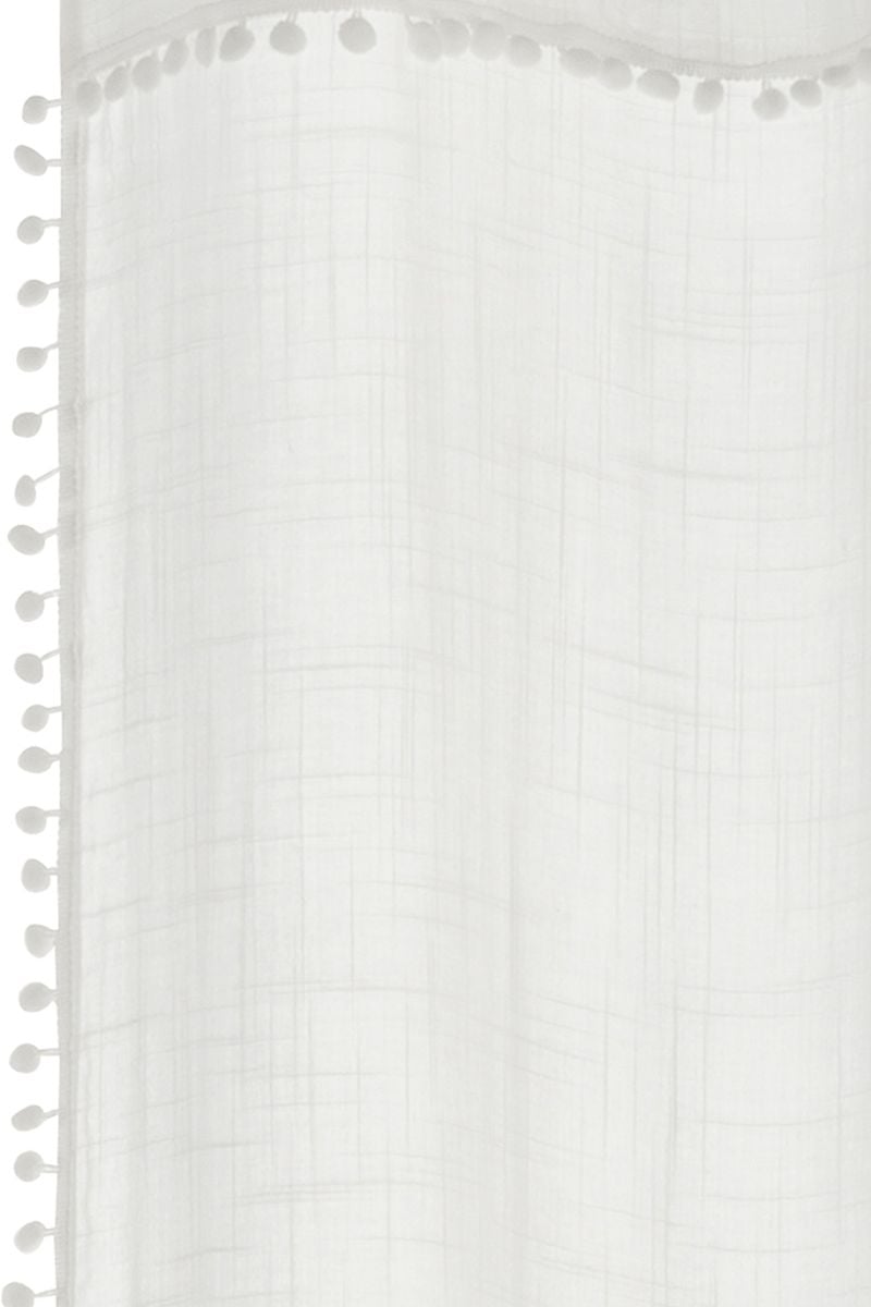 Schöner Leben Ösenvorhang Natural Charme Freundin Home Collection transparente Leinenstruktur Bommelborte wollweiß 140cmx255cm Muttertagsangebot