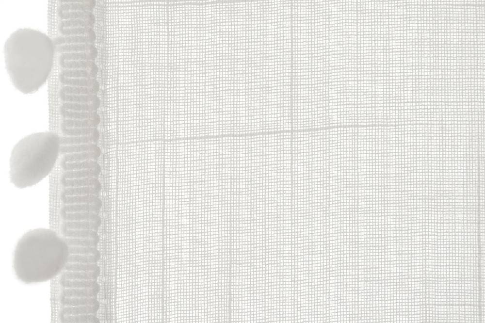 Schöner Leben Ösenvorhang Natural Charme Freundin Home Collection transparente Leinenstruktur Bommelborte wollweiß 140cmx255cm Muttertagsangebot