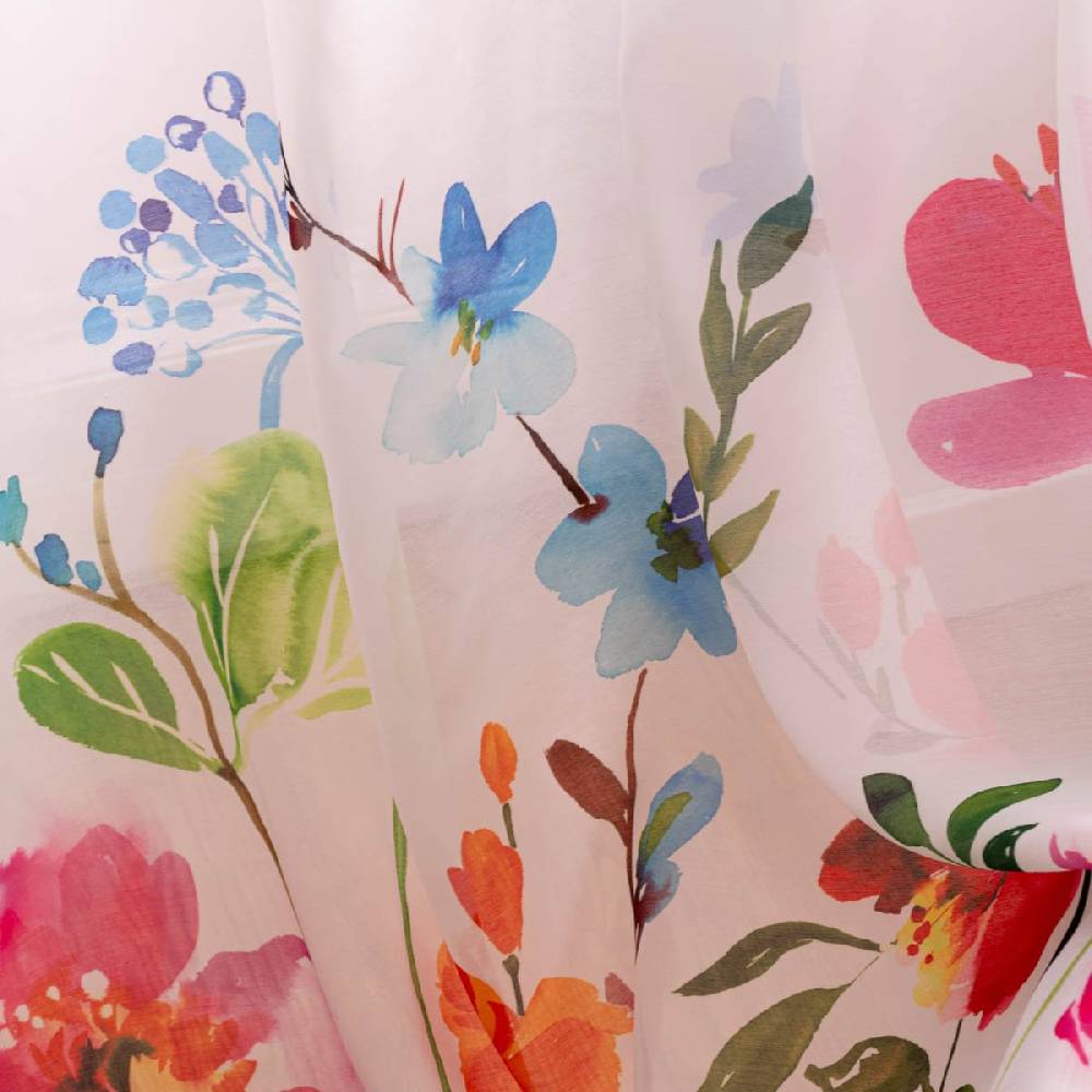 Schöner Leben Ösenvorhang Summer Breeze Freundin Home Collection Batist Blumensockel wollweiß bunt 140cmx255cm Neueste Mode
