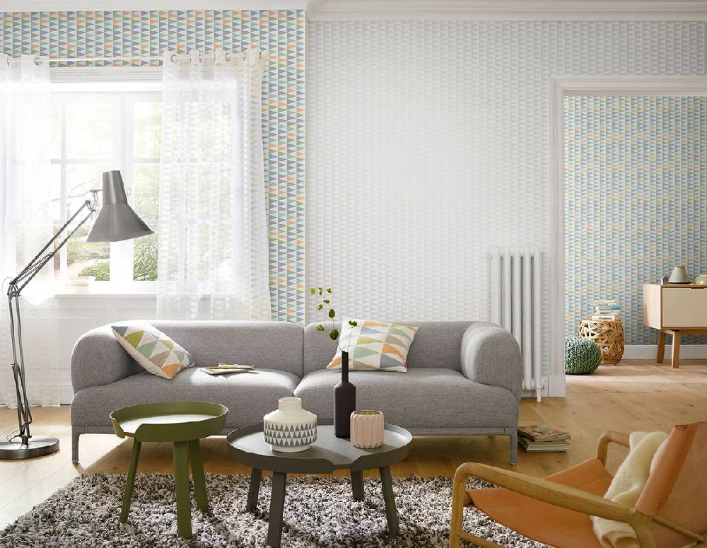 Schöner Leben Ösenvorhang Nordic Living Freundin Home Collection Ausbrenner Dreiecke wollweiß 140cmx255cm Online Outlet