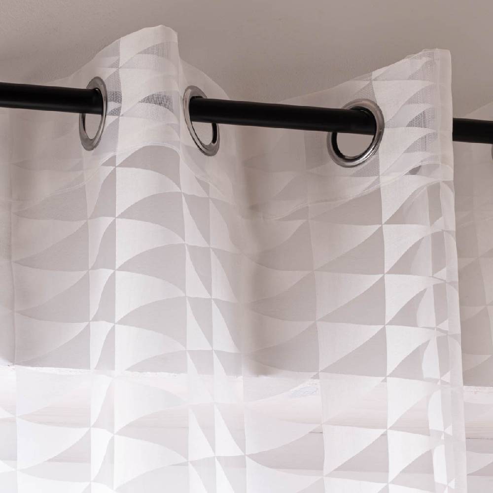Schöner Leben Ösenvorhang Nordic Living Freundin Home Collection Ausbrenner Dreiecke wollweiß 140cmx255cm Online Outlet