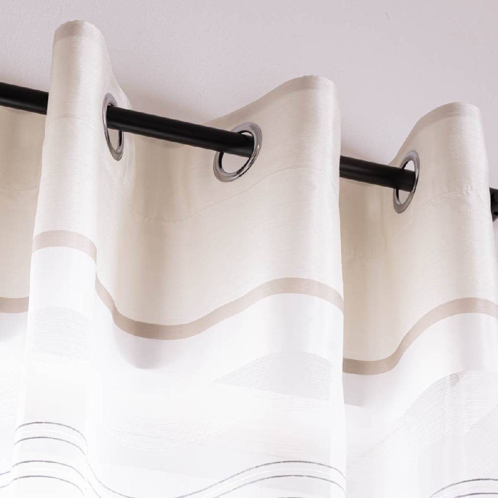 Schöner Leben Ösenvorhang Horizon Elbersdrucke transparent Streifen weiß creme 140cmx255cm Zeitlich begrenztes Angebot