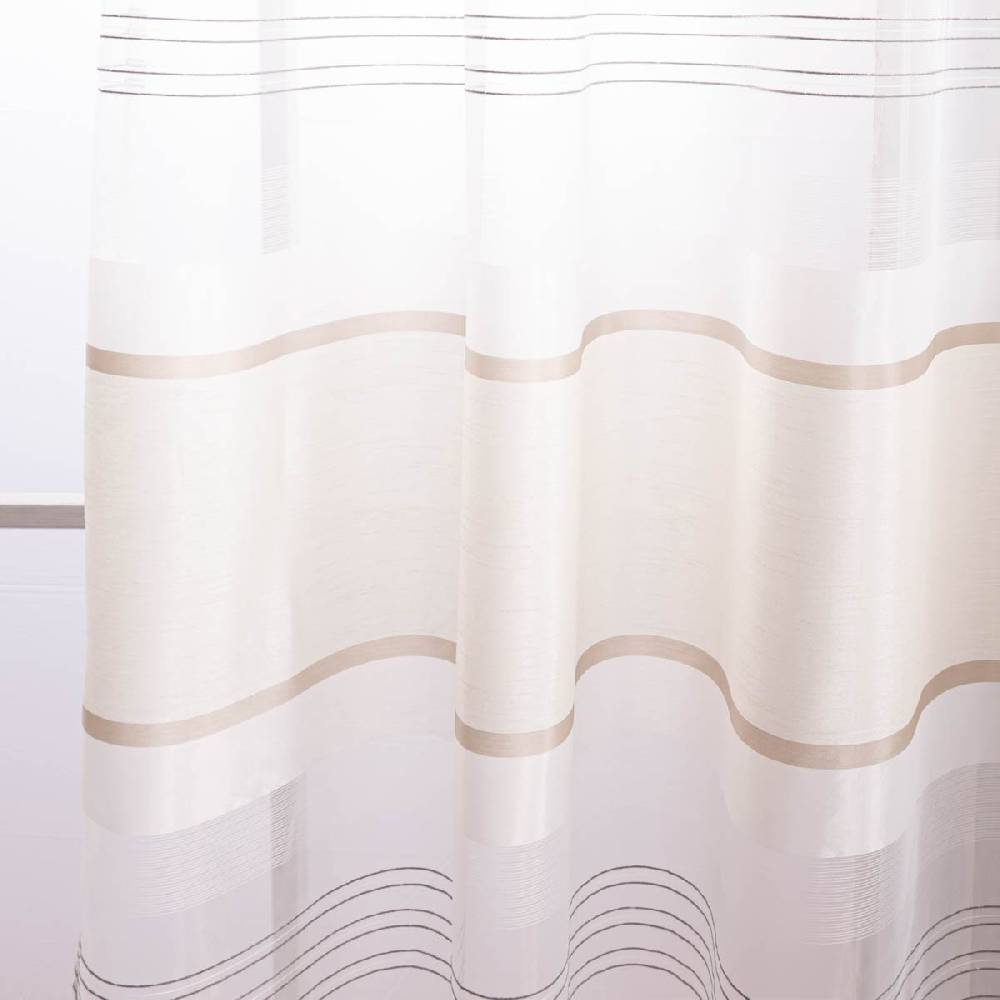 Schöner Leben Ösenvorhang Horizon Elbersdrucke transparent Streifen weiß creme 140cmx255cm Zeitlich begrenztes Angebot