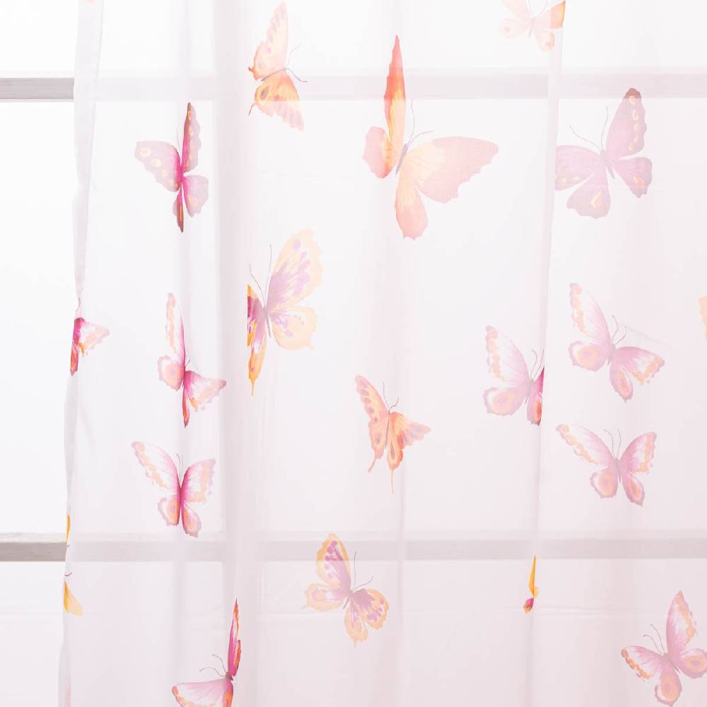 Schöner Leben Schlaufenschal Gardine Mariposa Elbersdrucke transparent Schmetterlinge weiß orange 140cmx255cm Große Rabatte
