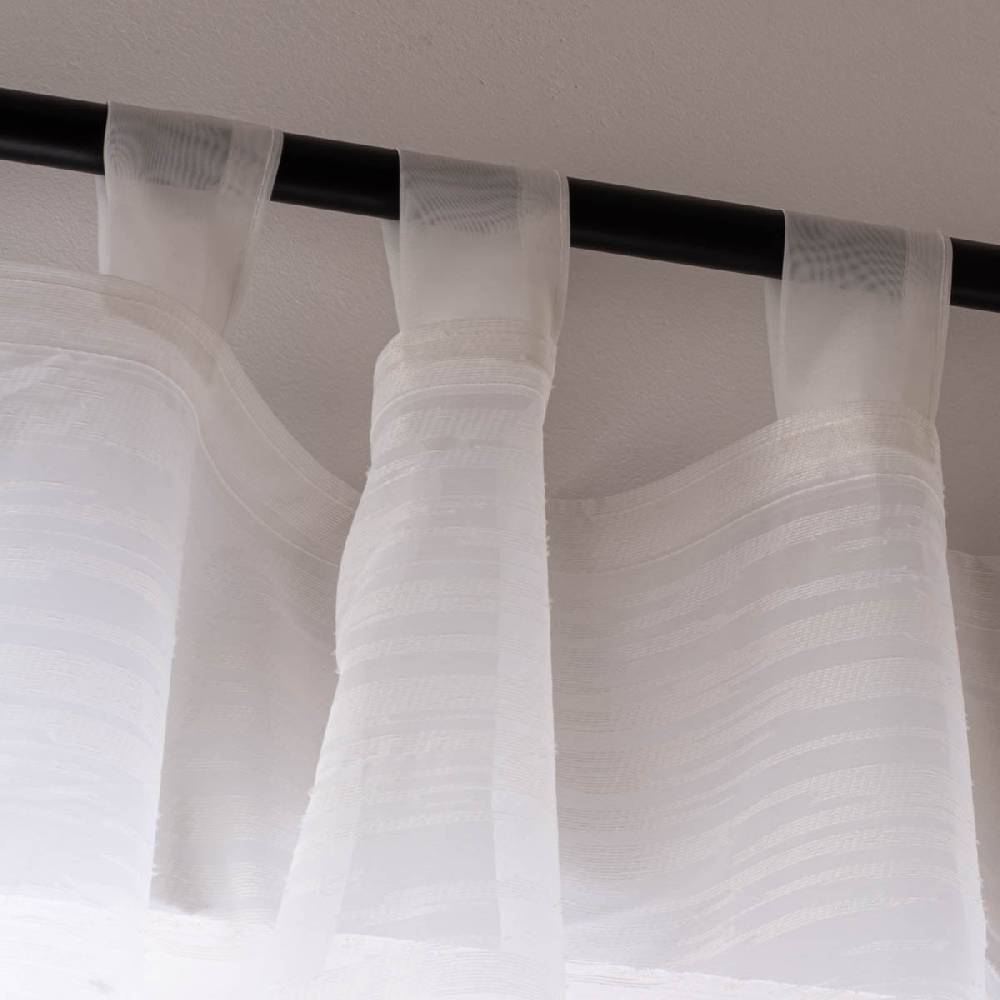 Schöner Leben Schlaufenschal Gardine Filou Elbersdrucke transparent Scherli Ikat weiß140cmx255cm Kauf eins, bekomm eins gratis