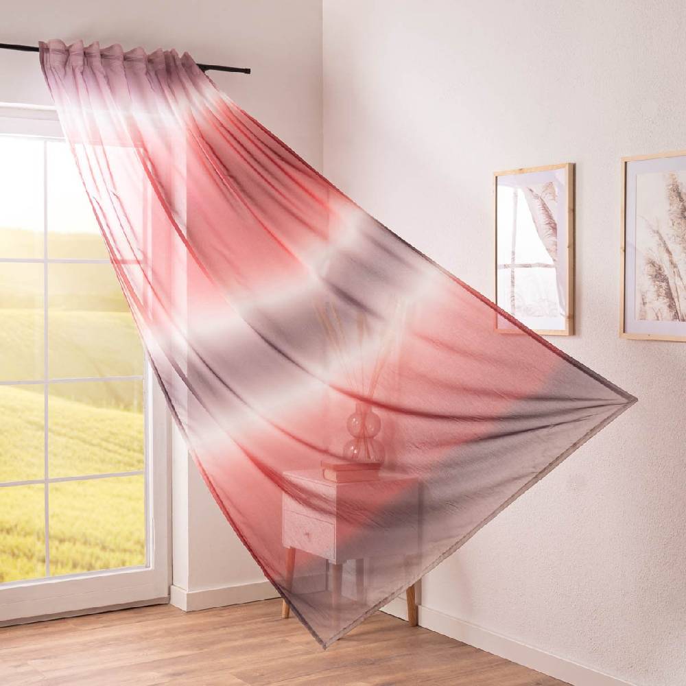 Schöner Leben Gardine Evolution Elbersdrucke halbtransparent Farbverlauf rot lila weiß 140cmx255cm