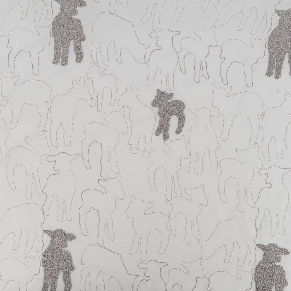 Schöner Leben Rasch Textil Kinder Vorhangstoff Bambino Black Sheep Schäfchen weiß grau 150cm