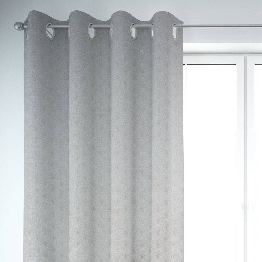 Schöner Leben Vorhang mit Ösen Glamour Schuppen Fächer hellgrau silberfarbig 245cm von SCHÖNER LEBEN