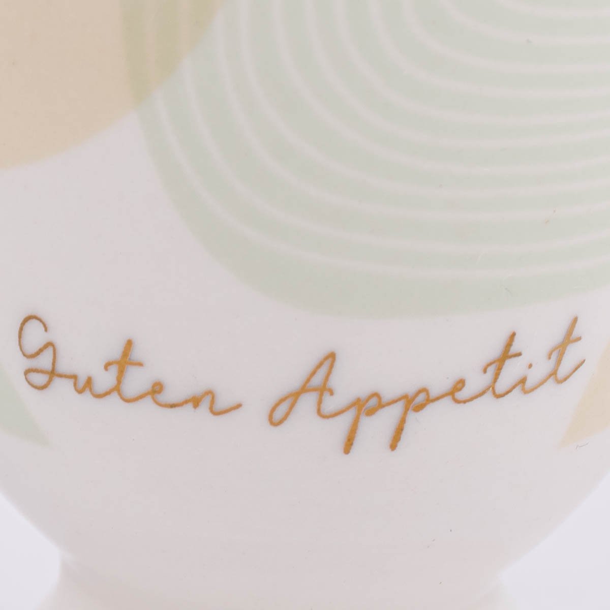 Schöner Leben Eierbecher aus Porzellan Guten Appetit grafisch pastell weiß mint beige gold 5x6cm von der Schreibkram Manufaktur Super Rabatt