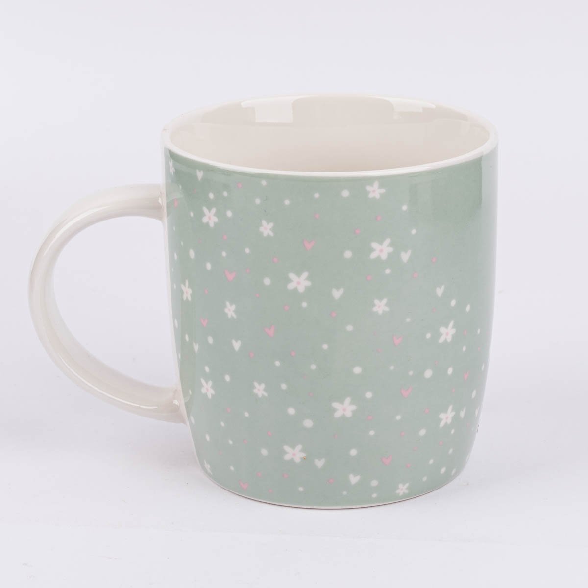 Schöner Leben Tasse Gute Laune aus Porzellan Lieblingsmensch Blumen Herzen mintgrün weiß rosa 300ml von Grafik Werkstatt Clearance-Verkauf