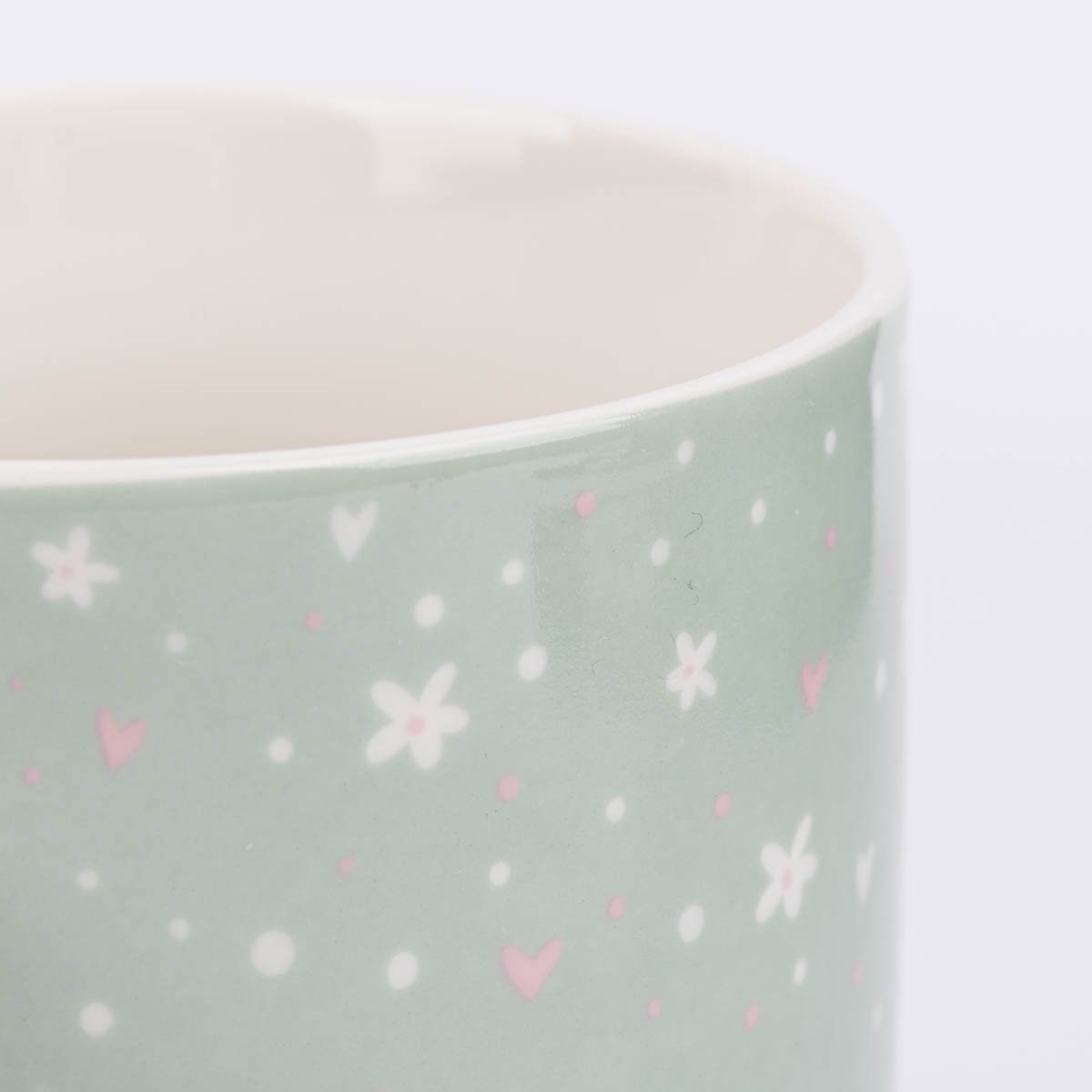 Schöner Leben Tasse Gute Laune aus Porzellan Lieblingsmensch Blumen Herzen mintgrün weiß rosa 300ml von Grafik Werkstatt Clearance-Verkauf