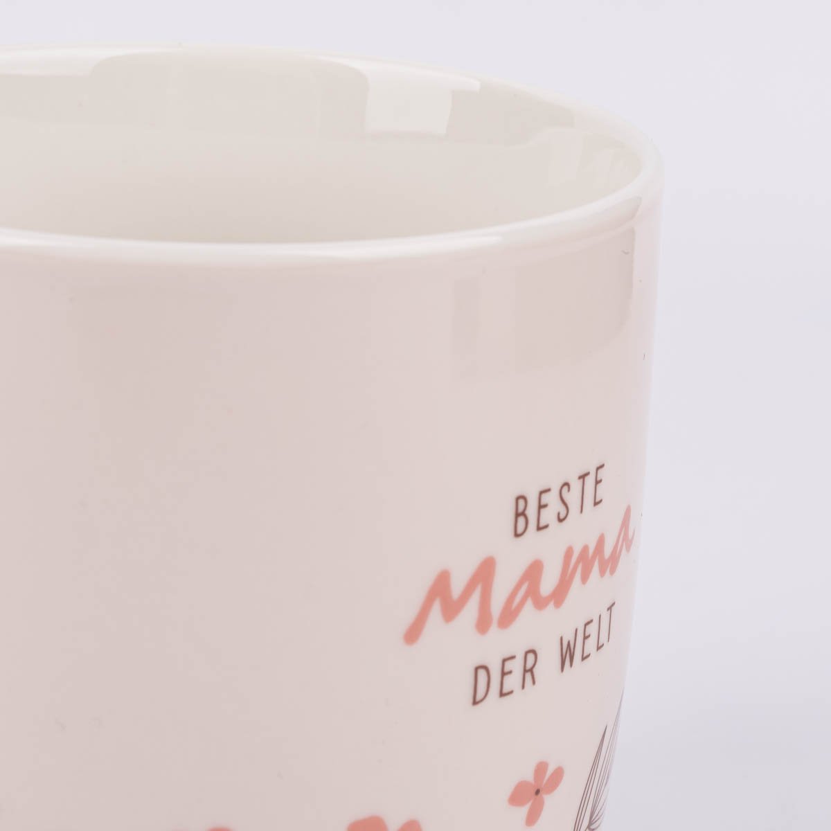 Schöner Leben Tasse Gute Laune aus Porzellan Beste Mama der Welt Blumen rosa braun weiß 300ml von Grafik Werkstatt Kostenloser Versand international
