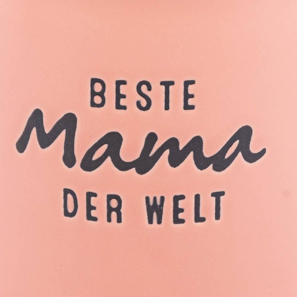 Schöner Leben Tasse Vintage aus Keramik in Emaille-Optik Beste Mama der Welt lachsorange schwarz 400ml von Grafik Werkstatt Fabrikladen