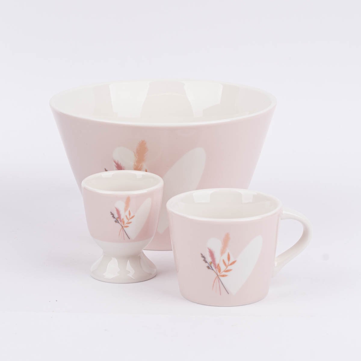 Schöner Leben Espresso Tasse aus Porzellan Herz mit Strauß rosa pastell 50ml von der Schreibkram Manufaktur Im Verkauf