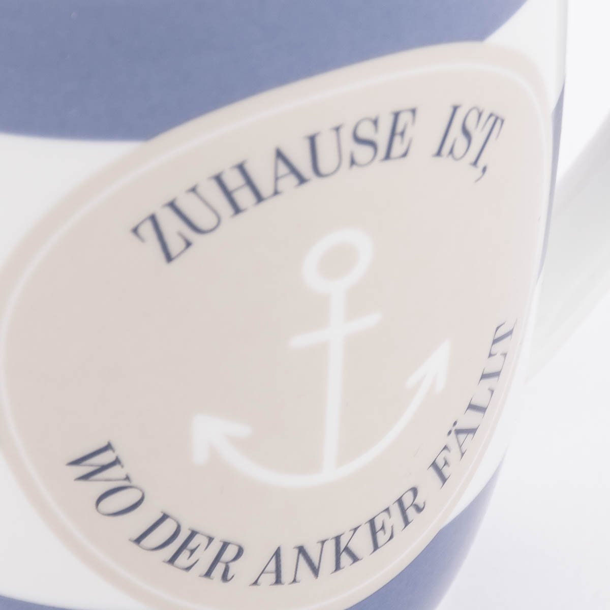 Schöner Leben Tasse aus Porzellan Zuhause ist wo der Anker fällt Streifen Anker blau weiß beige 250ml von La Vida Verkauf