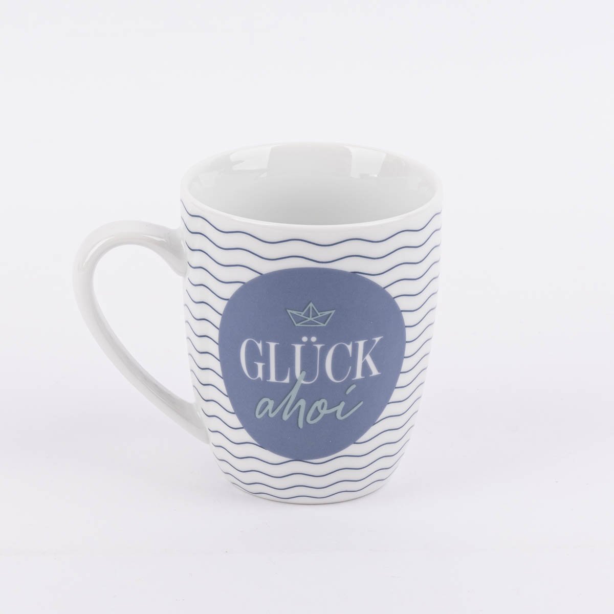 Schöner Leben Tasse aus Porzellan Glück ahoi Schiff Wellenlinien blau weiß 250ml von La Vida Angebote