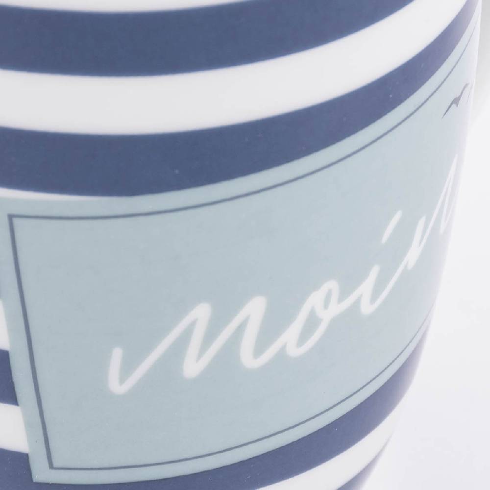 Schöner Leben Tasse aus Porzellan Moin Streifenmuster Möwen blau weiß 250ml von La Vida Hotsell