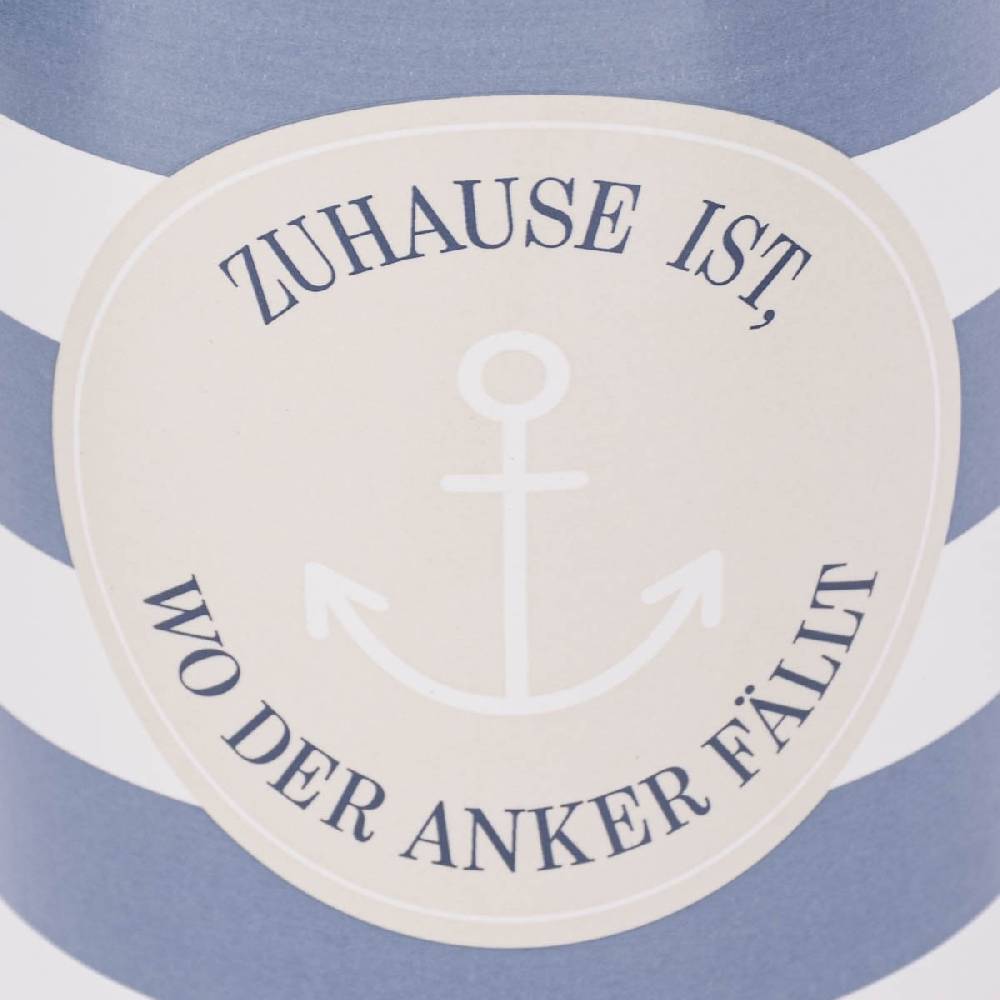 Schöner Leben Vorratsdose aus Porzellan mit Bambusdeckel Zuhause ist wo der Anker fällt Streifen Anker blau beige weiß 11x16cm von La Vida Blitzverkäufe