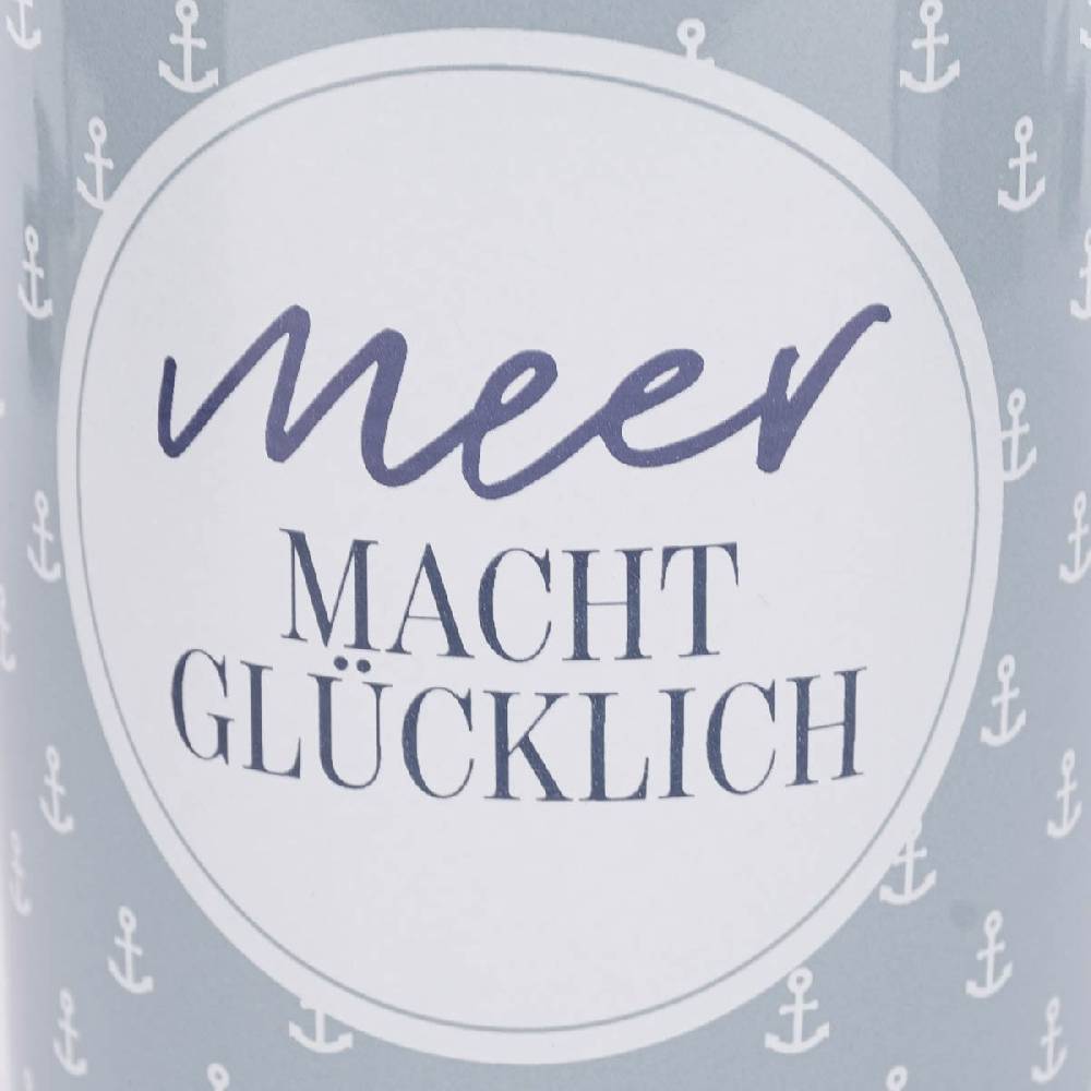 Schöner Leben Vorratsdose aus Porzellan mit Bambusdeckel Meer macht glücklich blau weiß 11x16cm von La Vida Fabrik Onlineshop