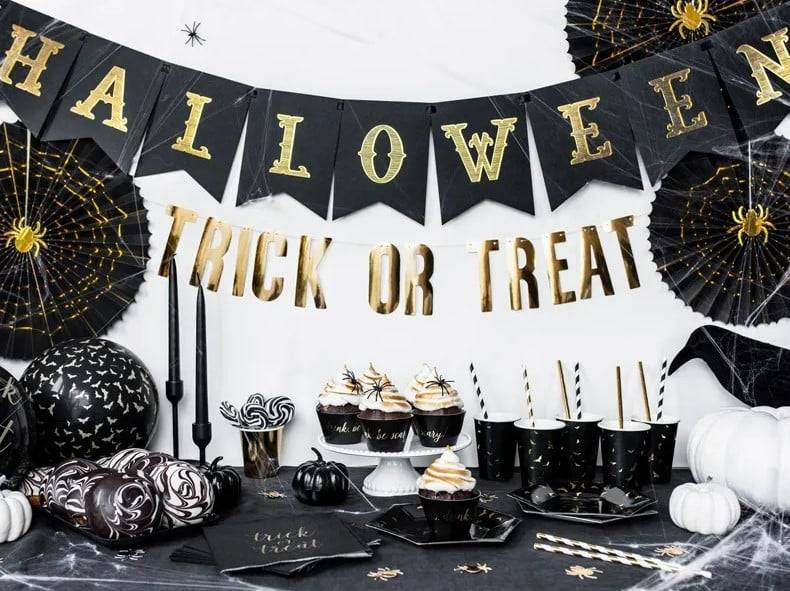 Schöner Leben Girlande Halloween aus Papier schwarz gold 20x175cm Exklusivangebot