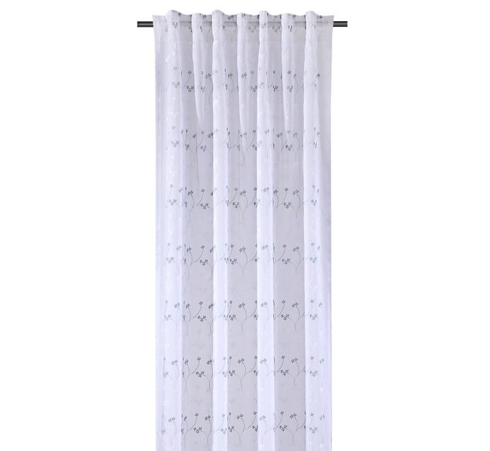 Schöner Leben Gardine mit Schlaufenband Blümchen-Stickerei weiß mintgrün 140x245cm