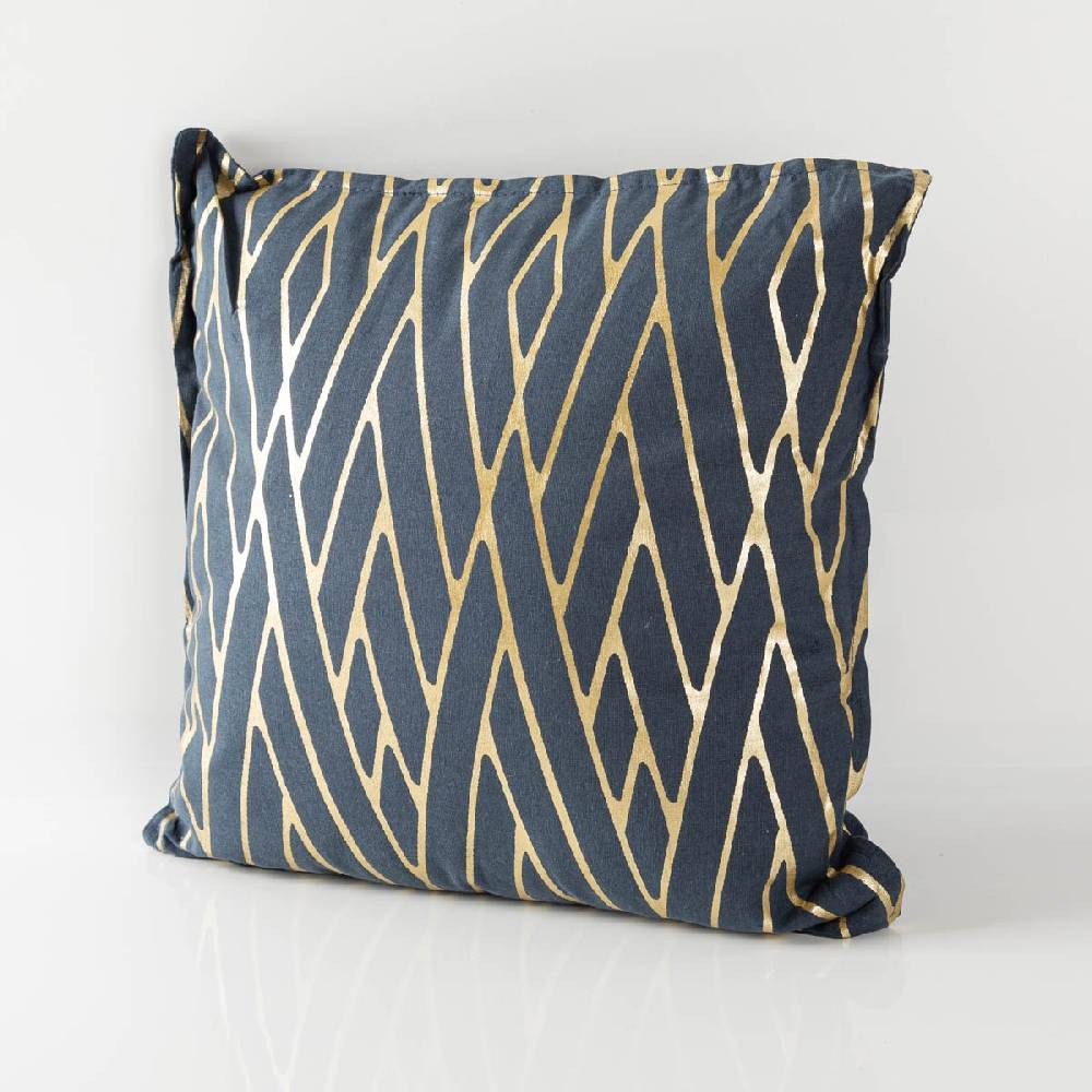 Schöner Leben Kissen Houston in Blau mit Metallic-Effekten in Gold 40x40cm